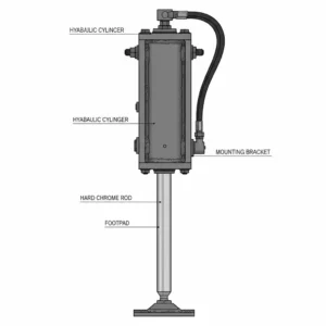 Vertical hydraulic stabilizer leg for compact excavator